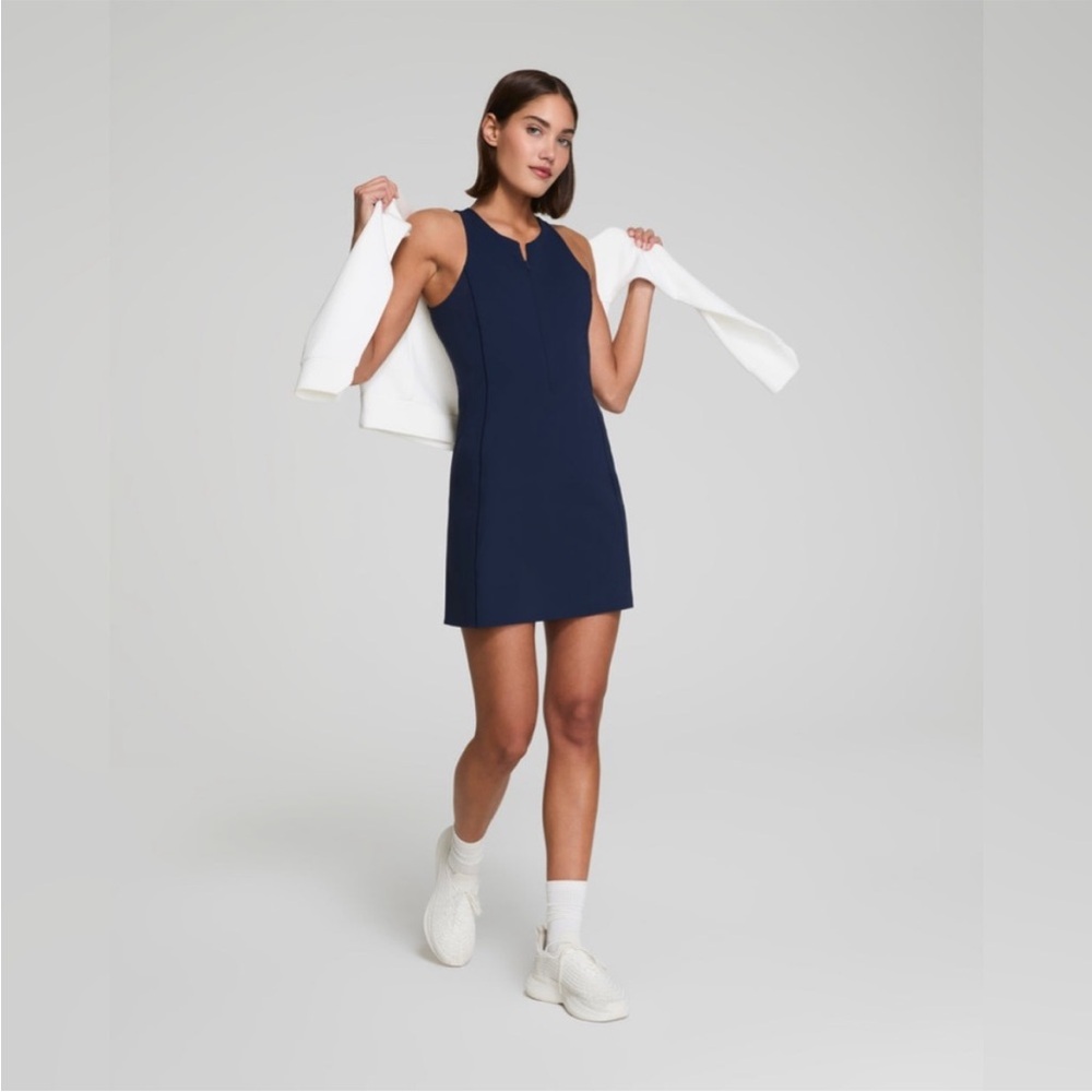 SPANX Shape Get Moving Zip Front Dress in Timeless Navy - Picture 3 of 9